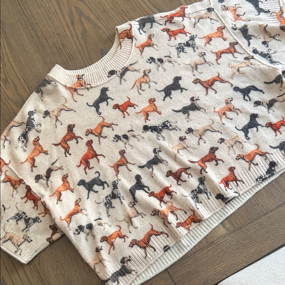 RARE! Anthropologie cashmere collection Dog cashmere Short Sleeve sweaterTop